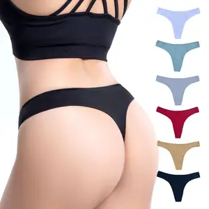 Kostenlose muster Großhandel Eigenmarke Baumwolle feste Farbe Sport Yoga sexy Höschen Damen gekämmte Baumwollthongas zum Laufen