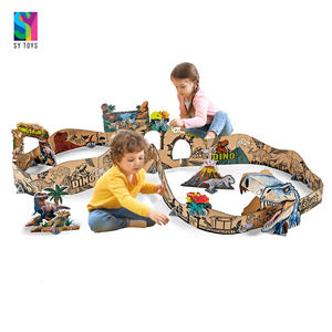 SY TOYS Neues Design Kinder-Dinosaurier Plastik-Schienenauto-Spielzeug Batteriebetrieben DIY Malen und Zeichnen Bausteine Schienenfahrzeug-Set Eisenbahn-Spielzeug - Product Image 2