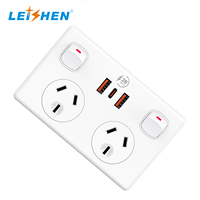 AU Power Point Double GPO Prise électrique et interrupteur 10a Double Powerpoint Prise murale commutée avec 2 USB A USB C 20W