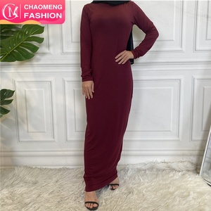 9099# Daily Long Sleeve Bodycon Cotton Dress High Quality Abaya Long Inner Dresses for Islamic Muslim Women - Product Image 1