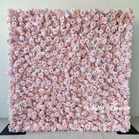 Dinding Bunga Tiruan Gulung FW681 5D Sutra Mawar Peony untuk Dekorasi Pesta Pernikahan