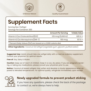 ביופלקס תוסף תזונה איכותי 2 ב-1 פורמולה עוצמתית ויטמין D3 5000 יואו ו-100 מיקרוגרם K2-MK7 כמוסות רכות עם שמן קוקוס - Product Image 6