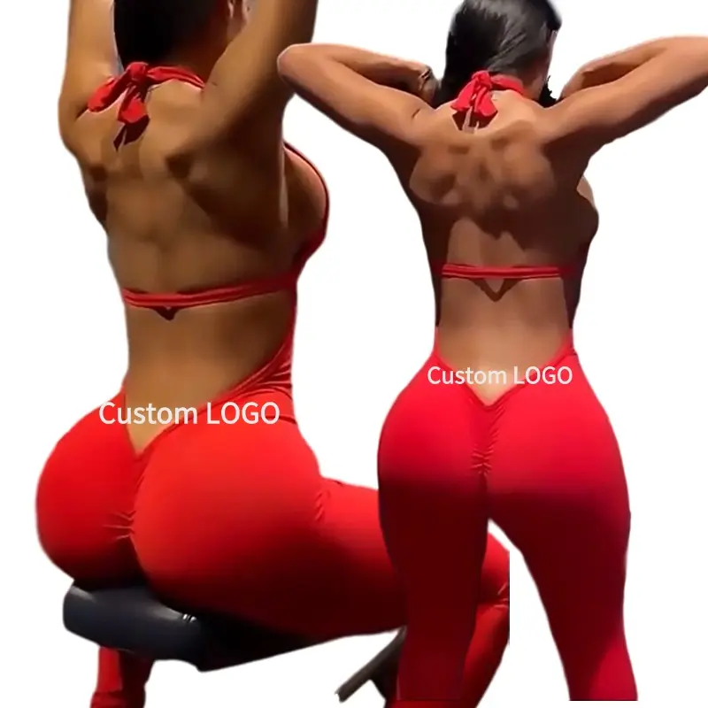 2025 New Arrival Custom 1 Piece Fitness Gym Bodysuits Exercise Workout Yoga Set Women's Yoga Wear Jumpsuit