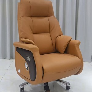 Executive Chair High Back Reclining Genuine Leather Electric Office Chair Swivel Armrest Home Use Model 075 - Product Image 3
