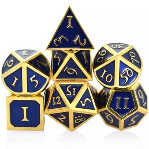 Juego de dados RPG D & D de Metal hueco poliédrico negro de 7 piezas D100 D20 Edge 100 dados de dragones de mazmorras de dados cargados de gran cara - Product Image 2
