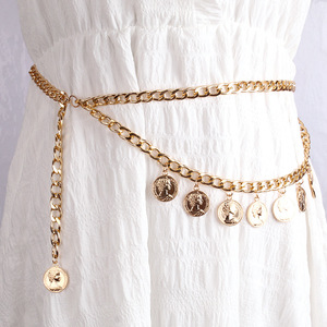 จี้เหรียญรูปภาพสไตล์เรโทร สร้อยคอเงินแท้แบบทิเบต สร้อยคาดเอวหลายชั้นสำหรับผู้หญิง สวมใส่ได้ทุกวัน - Product Image 2