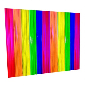 Karanlıkta Parlayan Folyo Saçaklı Perde Makaron Gökkuşağı Siyah Işık Reaktif Floresan Simli Fon Neon Flamalar Partiler - Product Image 1