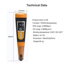Industriële TDS-A6 Hoge-precisie 3-in-1 EC TDS Temperatuurmeter voor drinkwater, aquaria en hydrocultuur, verwisselbare sonde, OEM - Product Image 4