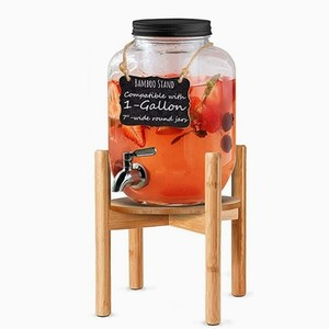 Bamboo <b>Bottle</b> <b>Rack</b> Round Standing Type 1 Tier Kitchen <b>Storage</b> Holder Beverage Organizer - Product Image 3