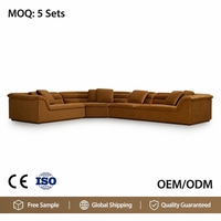Braunes Samt-L-förmiges Modulsofa 4-teiliges Set, Modernes Ecksofa für Wohnzimmer, Zeitgenössisches Samtsofa für Zuhause und Hotel