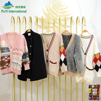 Bales Pakaian Bekas Wanita, Cardigan Tebal Pendek, Sweater Bekas Wanita, Pakaian Bekas Inggris