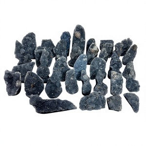 Lot de spécimens minéraux bruts de calcédoine bleue naturelle et magnifique pour collection de cristaux et décoration intérieure - Product Image 3