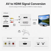 Convertidor AV a HDTV 1080P, Adaptador de Audio y Video Compuesto RCA con Cable de Alimentación USB, Plug and Play para TV, Monitor y Proyector