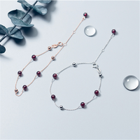Vente en gros de bracelets en argent sterling 925 personnalisés pour femmes et adolescents Bijoux de fête à la mode avec perle de grenat plaquée or