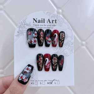 Ongles en gel 3D pré-dessinés à marque privée, faits à la main, faux ongles de luxe, haute qualité, 10 pièces, ongles en acrylique premium à presser - Product Image 1