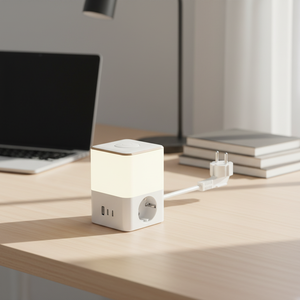 EU Standard Night Light Socket with Three Colors Touch <b>Switch</b> 17W <b>USB</b> & 2 Type-C Ports for Industrial & Various Scenarios - Product Image 1