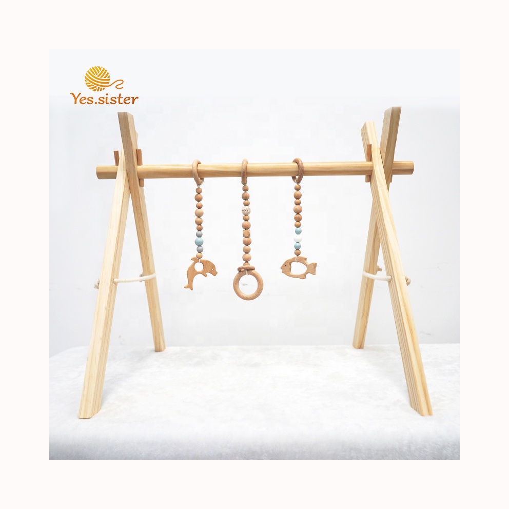 Оптовая продажа, образовательная деревянная детская гимнастическая рама с 3 деревянными зубьями для детей