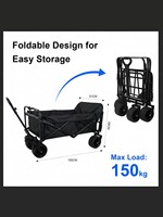 Chariot de camping pliable à prix d'usine, chariot utilitaire avec plateau en bois, chariot utilitaire robuste à roues larges
