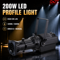 Projecteur LED COB 200W CRI95 3200K 5600K DMX512 19/26/36/50 °   Lampe projecteur ellipsoïdale à lentille optique K9 pour boîte de nuit