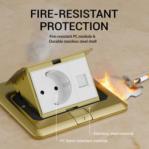 Prise de sol européenne Pop up Mécanisme résistant au feu Prise <span class=keywords><strong>allemande</strong></span> Schuko Prise de courant 250V avec <span class=keywords><strong>filet</strong></span> - Product Image 5