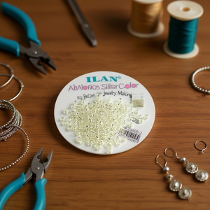 Ilan Abalorios Perline color argento da 2 mm da 50 g per la creazione di gioielli - Product Image 3