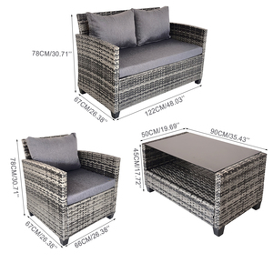Fabrication de gros Ensemble de <span class=keywords><strong>4</strong></span> tables et <span class=keywords><strong>chaises</strong></span> en <span class=keywords><strong>rotin</strong></span> pour le loisir et la conversation avec pieds en plastique - Product Image 5