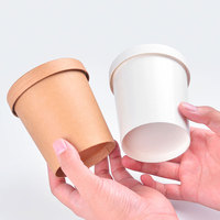 Récipients en papier Kraft pour crème glacée, gobelets en papier jetables pour soupe chaude, bol en papier Kraft avec couvercles