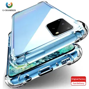 Case ponsel Samsung, casing transparan melindungi tahan guncangan untuk Samsung a02 a10s a32 a50 S10 S20, case telepon logo kustom