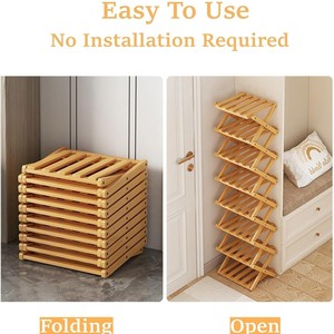 Wooden Multi Layer <b>Shoe</b> <b>Rack</b> 26x26x54cm Foldable <b>Storage</b> Shelf For Home Bedroom Dormitory - Product Image 4