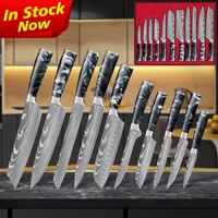 Gratis verzending SkyCook 5 inch keukenmes Damascus staal gepersonaliseerde 6-delige steakmessen met obsidiaan zwart hars handvat