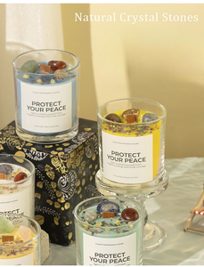 Aromatherapie-Kerzen mit Trockenblumen und Kristallsteinen, Handgefertigte Rauchfreie Duftkerzen, Hochwertige Dekorationsartikel im Großhandel - Product Image 6
