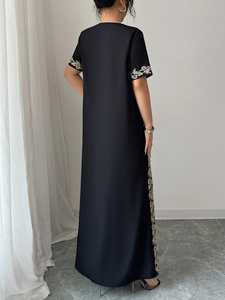 Nouveau kimono bohème décontracté à manches courtes en coton 100% tissé, fait à la main pour femmes, avec broderie noire, taille naturelle, pour festival, robe de chambre, cardigan - Product Image 2