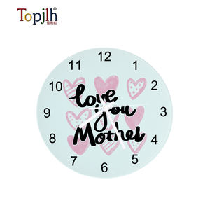 Horloge murale en verre à suspendre Topjlh, vierge pour sublimation, style artistique avec logo personnalisé et aiguilles en verre, pour la décoration moderne de la maison et <span class=keywords><strong>du</strong></span> bureau - Product Image 1