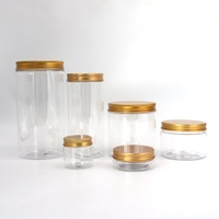 Crème pour le corps, pots cosmétiques en plastique PET transparent, 50 ml, 100 ml, 200 ml, couvercle doré, bouchon à vis, logo personnalisé
