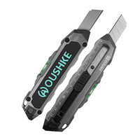 Couteau utilitaire multifonctionnel en alliage d'aluminium OUSHKE, fabrication directe OEM, lame coulissante en acier inoxydable, qualité industrielle 0,5 mm/m
