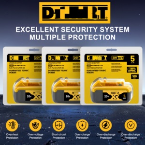 디월트 20V 60V Max 공구용 고용량 5.0Ah 리튬 이온 배터리, DCB206 모델 호환, 오래 지속되는 강력한 파워 - Product Image 6