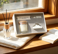 Coffret Cadeau Bougie Parfumée de Thanksgiving Parfum Montagne, Diffuseur Solide et Ensemble d'Huiles Essentielles Premium Longue Durée