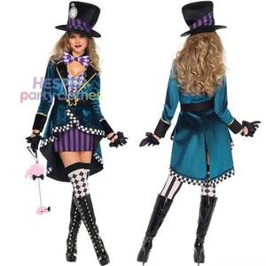 Costume de déguisement pour femmes HP Halloween, clown, sorcière, nonne, chapeur fou, tenue de cosplay avec accessoires - Product Image 1
