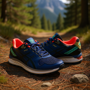 Asics <b>Men's</b> Gel-Citrek <b>Running</b> <b>Shoes</b> Breathable Mesh Upper Genuine Leather Lining EVA Midsole Summer Sport Sneakers Blue/Red - Product Image 2