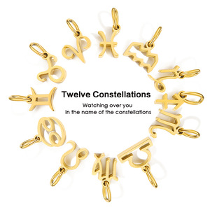 Amuletos del Zodiaco |   Colgantes de Acero Inoxidable Chapados en Oro PVD de 18K para Niños, para Hacer Joyería DIY |   Impermeable e Hipoalergénico - Product Image 1
