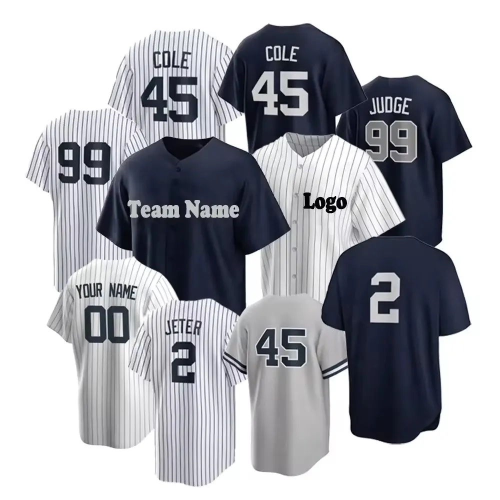 New York 2 Derek Jeter 45 Gerrit Cole 99 Aaron Juiz 7 Mickey Mantle 11 Anthony Volpe Camisetas de beisebol dos EUA América costuradas