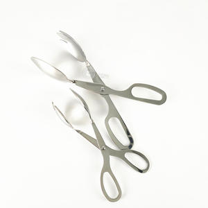 10" Kitchen Food <strong>Tongs</strong> BBQ Scissor <strong>Tongs</strong> Stainless Steel <strong>Salad</strong> Service <strong>Tong</strong> - Product Image 5