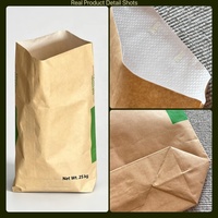 Sac tissé en PP laminé papier kraft 25 kg, fond carré, doublure PE, qualité alimentaire, anti-humidité pour poudre de lait et protéines de lactosérum