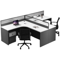 Bureau de direction en forme de L de Style luxe 4 sièges poste de travail du personnel Table d'ordinateur bureaux de poste de travail établi des employés