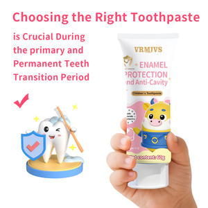 60G Biểu Tượng Tùy Chỉnh Fluor Xylitol Trái Cây Dâu Tây Hương Vị Trẻ Em Kem Đánh Răng Mà Không Có paraben Nhân Tạo Màu Sắc Trẻ Em Kem Đánh Răng - Product Image 1
