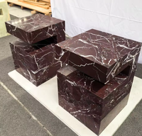 Table d'appoint en marbre Rosa Levanto de luxe, piédestal en marbre Viola, table basse élégante, meubles en marbre naturel pour la maison