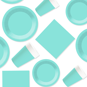 DAMAI Solid Color Party Supply Light Blue Paper <b>Dinnerware</b> <b>Set</b> 7 Inch 9 Inch Disposable Dinner Plate Paper Cup Cutlery Napkins - Product Image 2