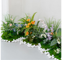 Plantes artificielles de paysage vert mousse haut de gamme, arrangement floral en rangée pour la décoration de mariage, de maison et d'espace commercial
