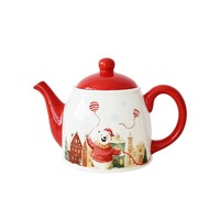 BONWILL Nouveauté transfrontalière Vaisselle en céramique de Noël Peinte à la main Design nordique minimaliste Bol et assiette Ours polaire Arbre de Noël