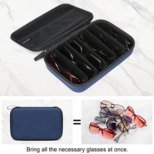 Boîte de rangement portable pour lunettes de vue et de soleil, multi-compartiments réglables et résistante aux chocs, sac de voyage pour lunettes - Product Image 5